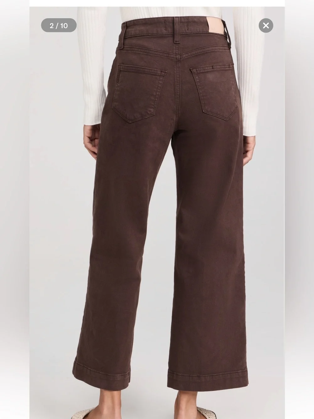 PAIGE Anessa ankle Wide-Leg Jeans in Chocolate Brown - Picture 3 of 9